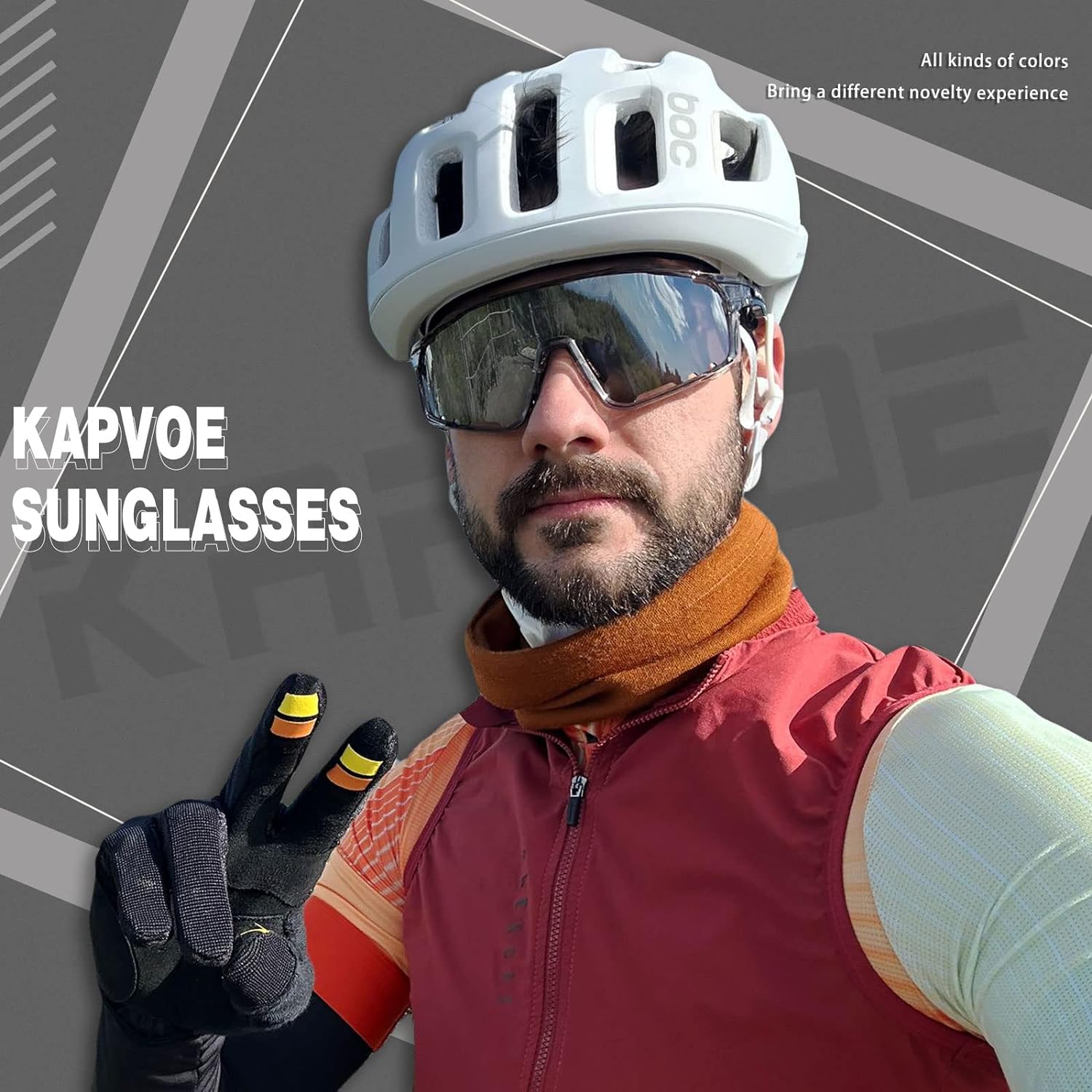 KAPVOE Lunette de Cyclisme Polarisées Homme Lunette Velo Femme Lunette VTT 3 Lentilles Interchangeables TR90 Lunette de Soleil Sport UV400 Protection Lunette Cycliste Lunette Soleil Velo Route Running