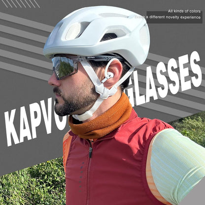 KAPVOE Lunette de Cyclisme Polarisées Homme Lunette Velo Femme Lunette VTT 3 Lentilles Interchangeables TR90 Lunette de Soleil Sport UV400 Protection Lunette Cycliste Lunette Soleil Velo Route Running