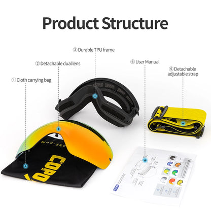 Masque de ski panoramique anti-buée et UV400 – Vision XXL