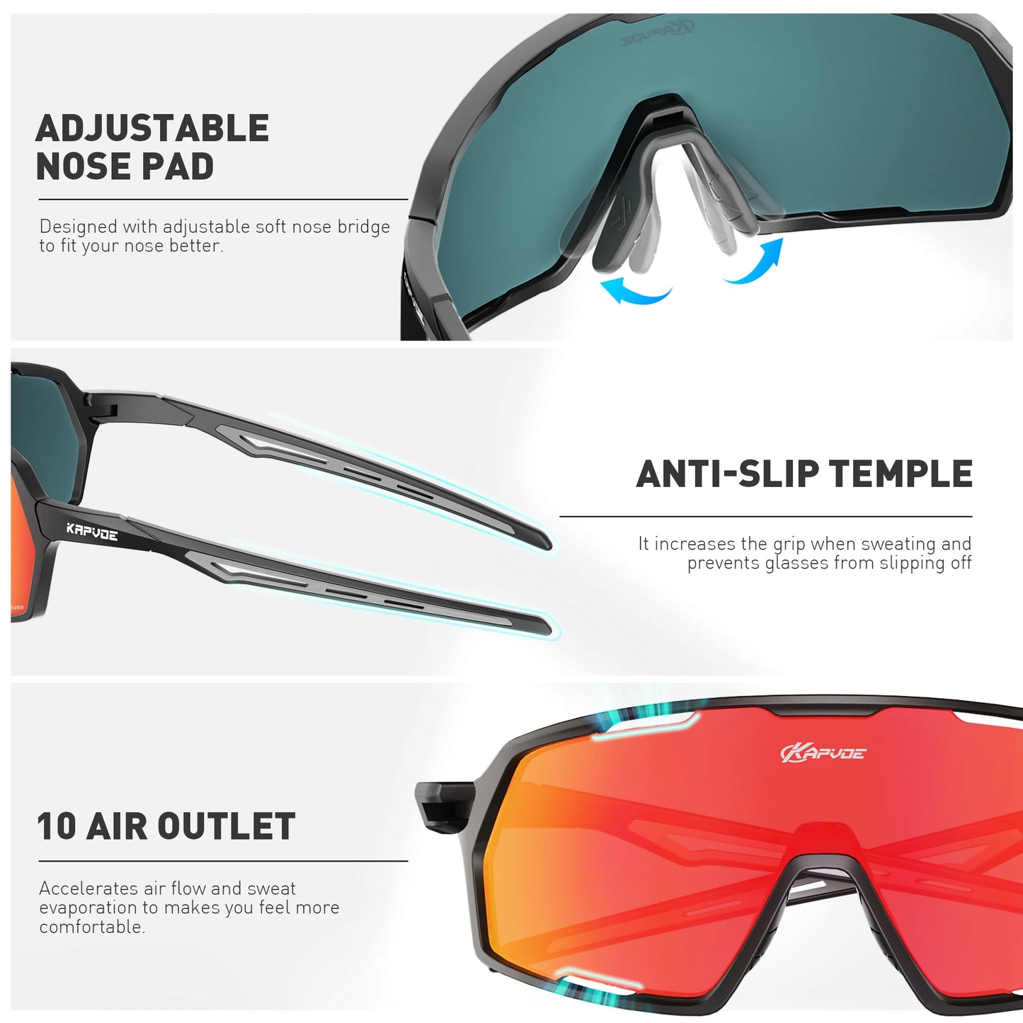 Lunettes de Sport K160 – Vision Polarisée & Stabilité Optimale